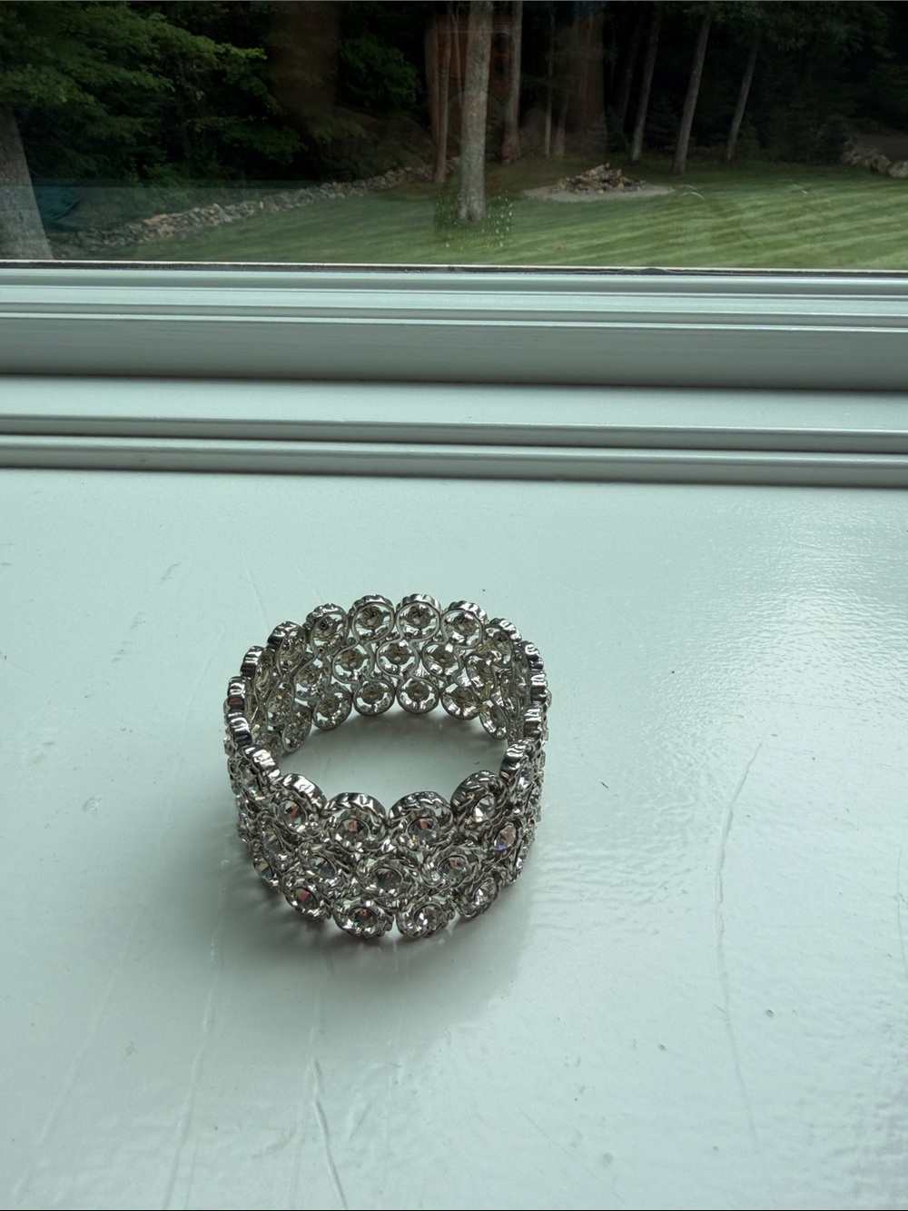 Hand Crafted Silver Crystal Stretch Bracelet